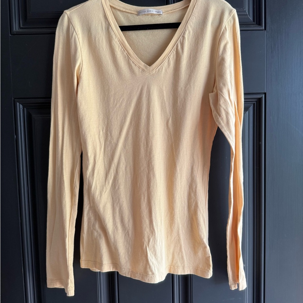 V-Neck Long Sleeve Top - Cream